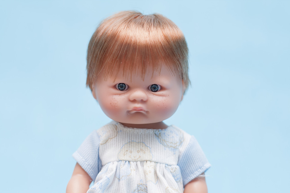 Кукла пупсик в голубом чепчике, 20 см.  